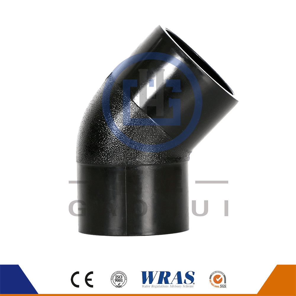Polyethylene Pipe Fitting PE Elbow Bend 45 ° untuk air dingin dan drainase
