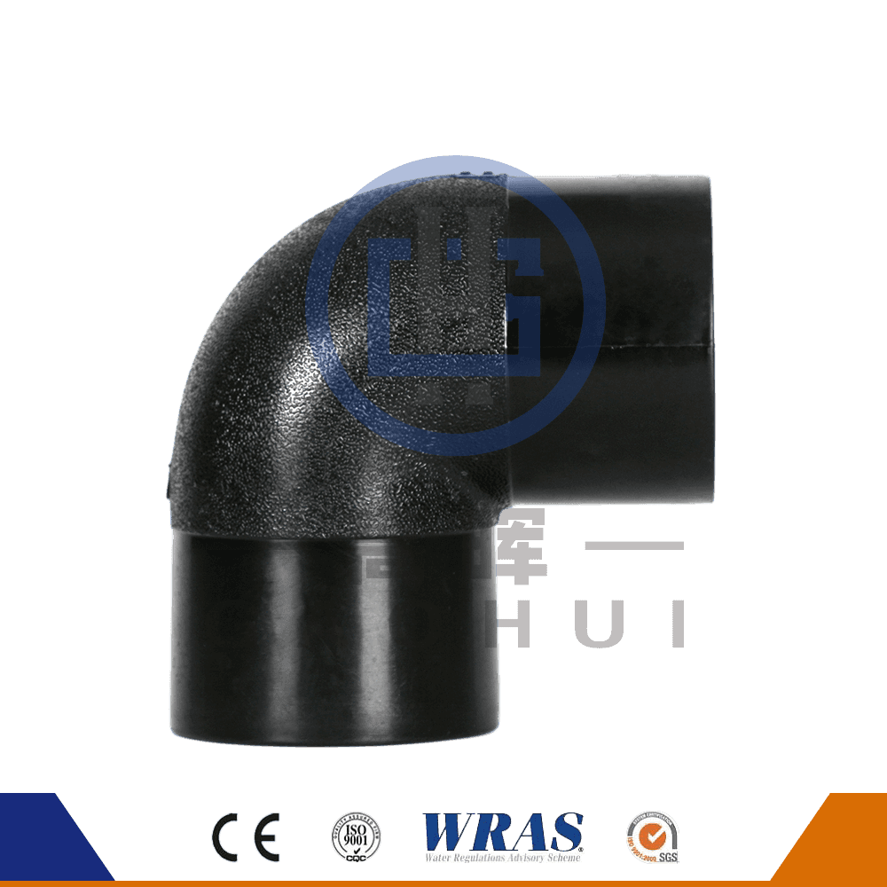 HDPE siku menekuk pipa plastik 90 ° fitting untuk air dingin dan drainase